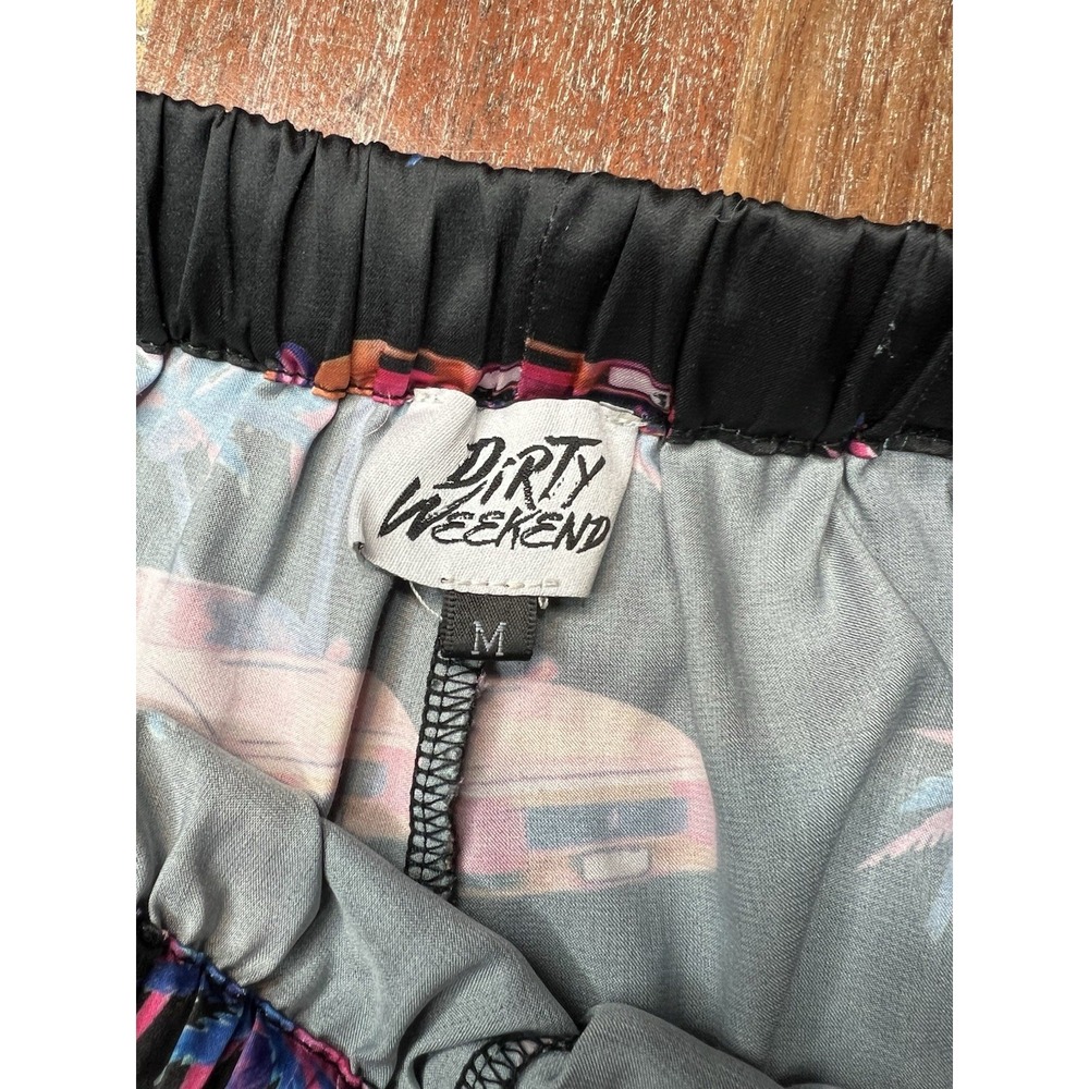 Dirty Weekend Pajamas Set Women's Size Medium‎ Satin LA Streetwear Ferrari Print - Picture 5 of 7